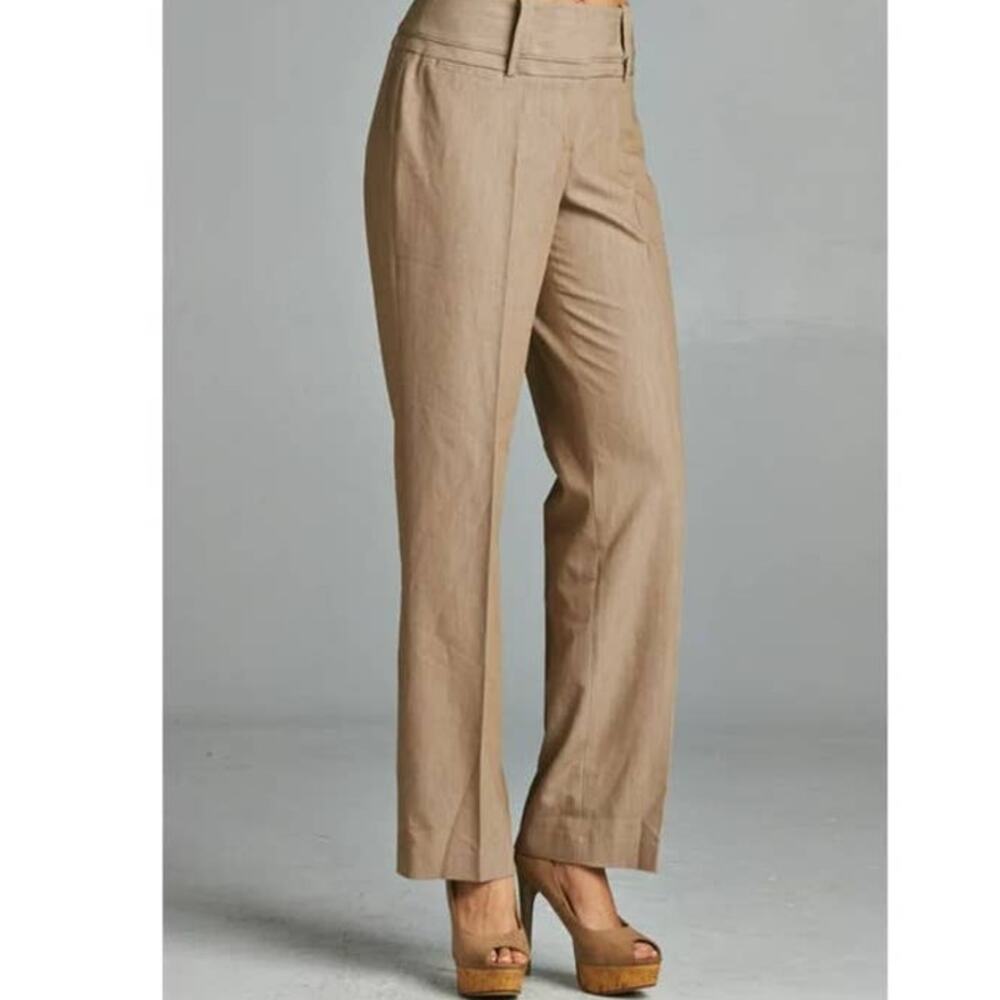 Larry Levine Front Pocket Mid Rise Khaki Trouser Pants size 6